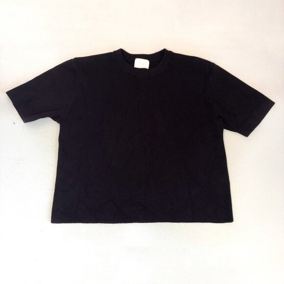 H&M Cropped Sweater Womens XS Black Thick Knit Career Casual Goth Classic Basic - Picture 1 of 8
